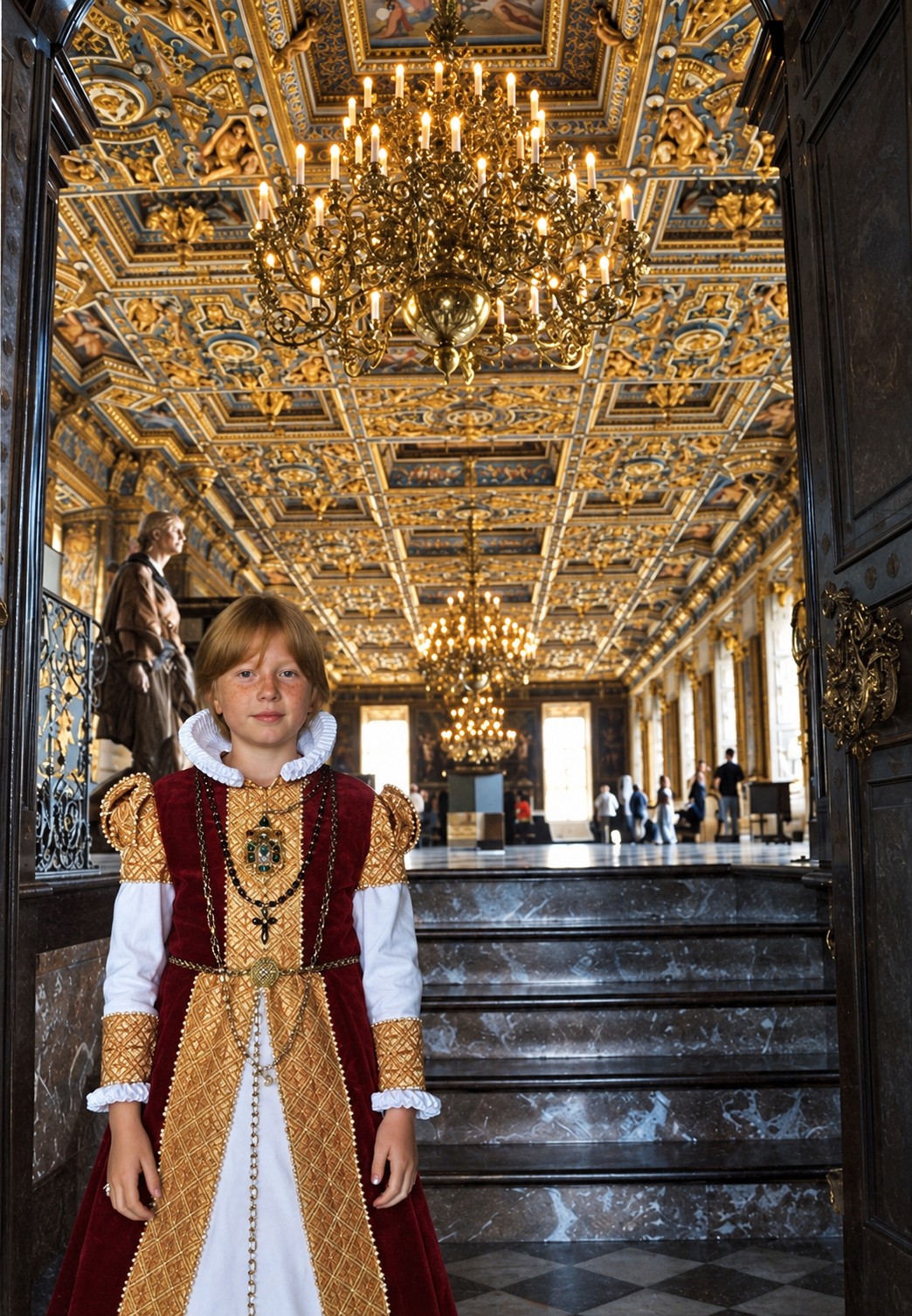 Crystal chandeliers at Frederiksborg Castle, with New Feeling's Flame